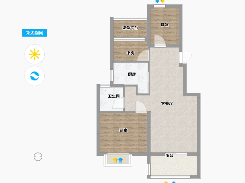 江苏省-苏州市-旭辉吴门里-69.00-户型库-采光通风