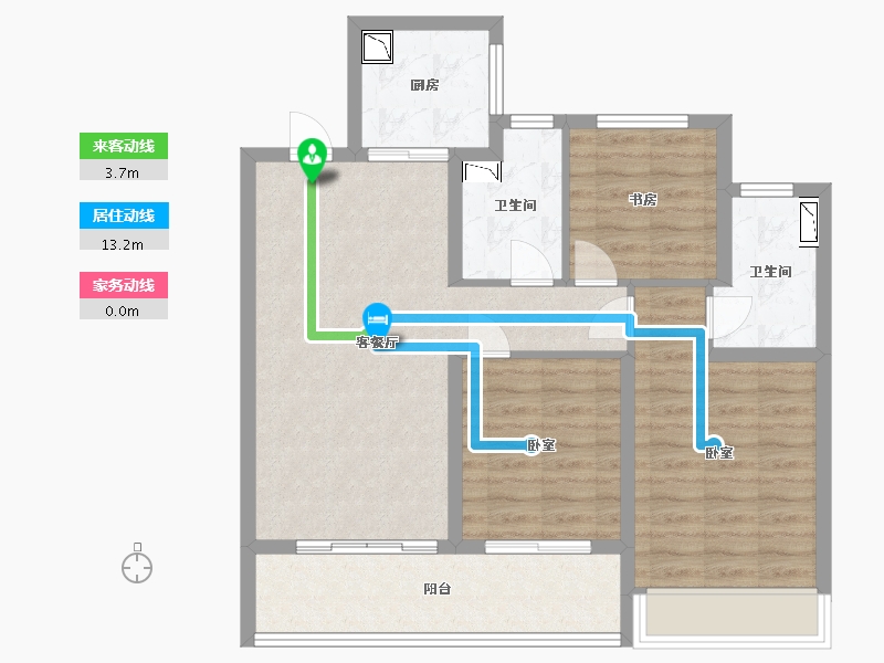 江苏省-苏州市-绿城明月滨河-82.00-户型库-动静线