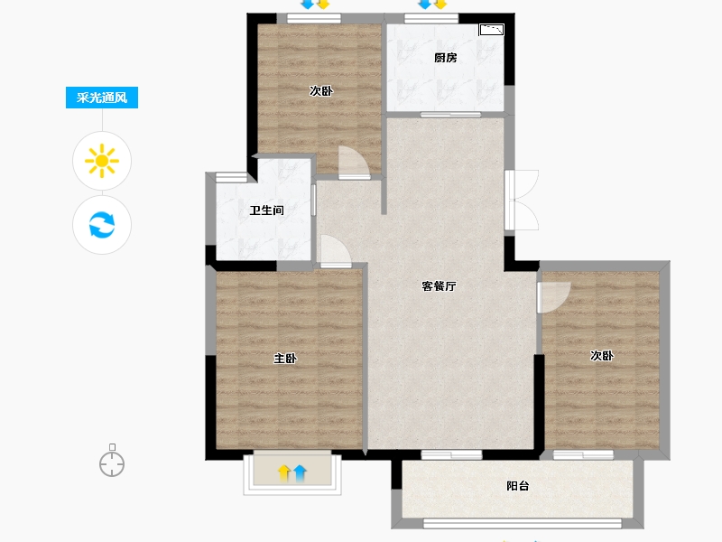 江苏省-盐城市-中庚香海新时代-89.60-户型库-采光通风