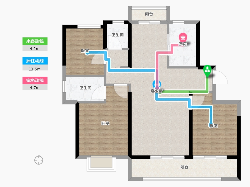 安徽省-宿州市-绿城·深蓝中心-97.69-户型库-动静线