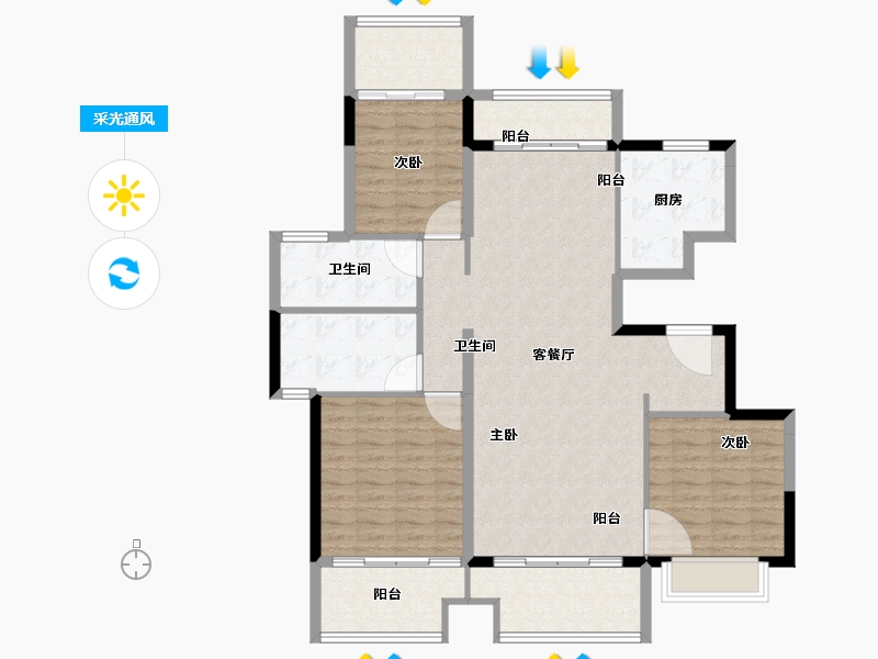 江苏省-徐州市-新沂恒大观澜府-118.00-户型库-采光通风