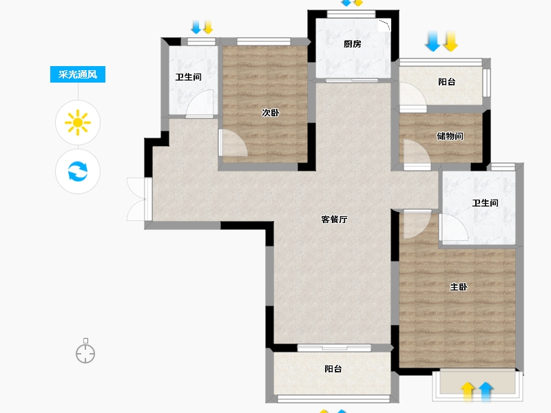 江苏省-徐州市-国信上城学府-96.01-户型库-采光通风