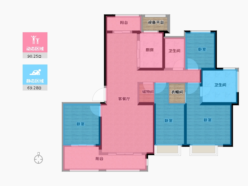 江苏省-苏州市-浅棠平江花园-149.19-户型库-动静分区