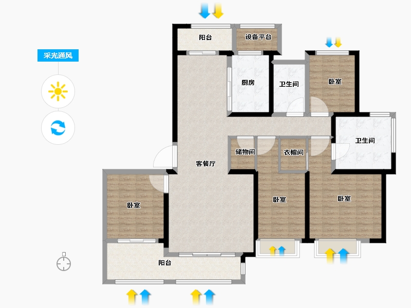 江苏省-苏州市-浅棠平江花园-149.19-户型库-采光通风