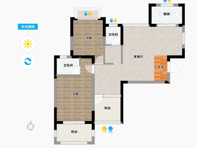 江苏省-南京市-珑翠芳庭-78.04-户型库-采光通风