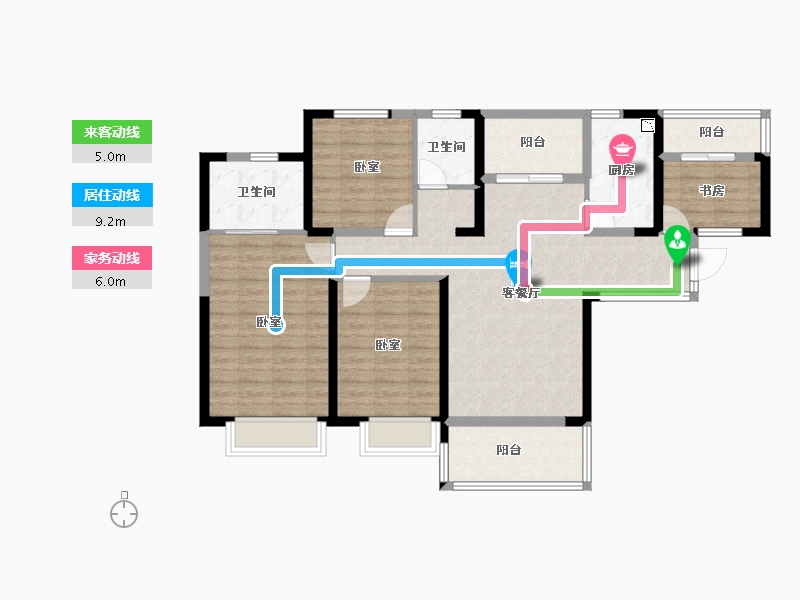 陕西省-渭南市-同湖水岸-103.64-户型库-动静线