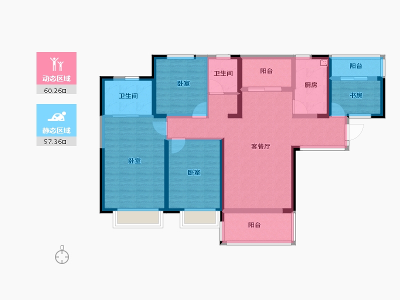 陕西省-渭南市-同湖水岸-103.64-户型库-动静分区