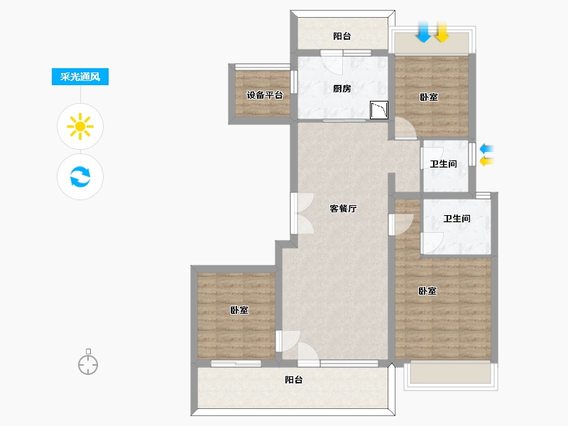 江苏省-苏州市-中锐星奕湾花园-98.00-户型库-采光通风