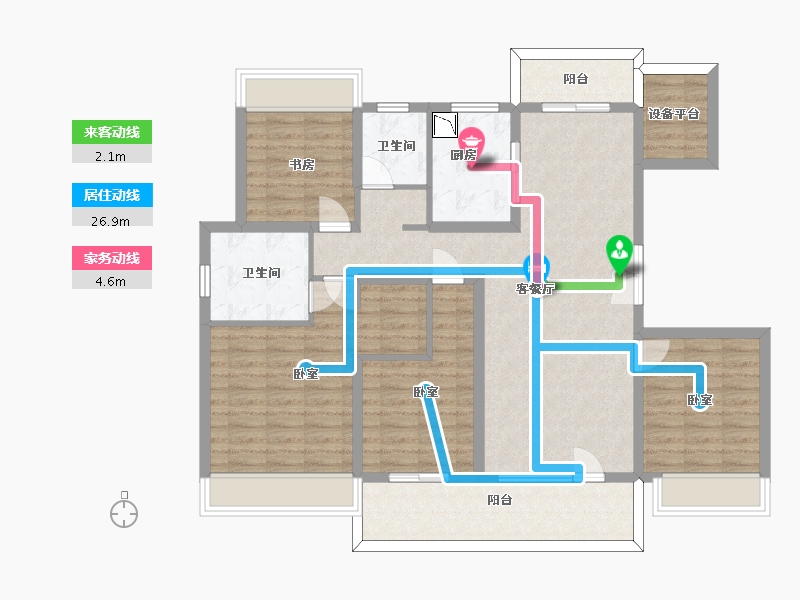 江苏省-苏州市-中锐星奕湾花园-114.99-户型库-动静线