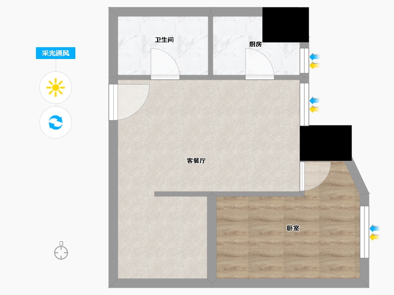 陕西省-西安市-当代宏府MOMΛ-38.97-户型库-采光通风