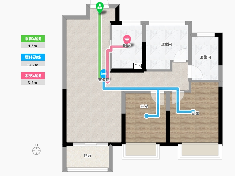 江苏省-苏州市-印象花园-75.00-户型库-动静线