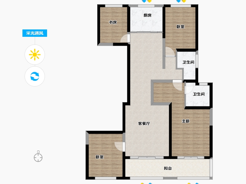 陕西省-西安市-保亿公元印-129.72-户型库-采光通风