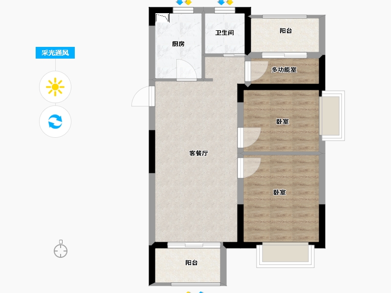 江苏省-苏州市-普禧观雲-69.00-户型库-采光通风