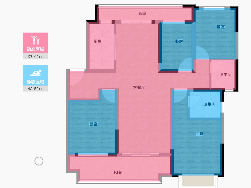 陕西省-西安市-中海阅骊山贤庭-103.19-户型库-动静分区