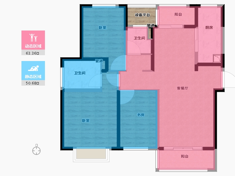 江苏省-苏州市-浅棠平江花园-103.99-户型库-动静分区