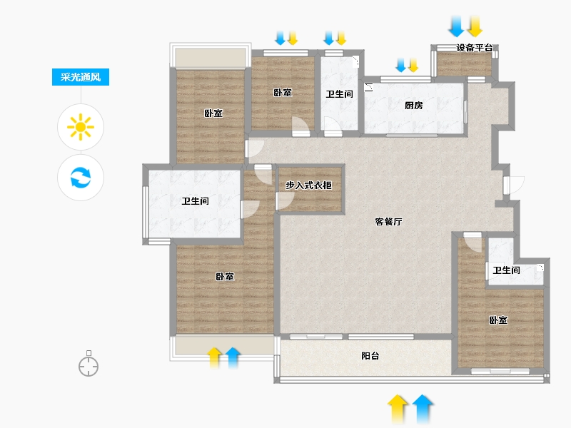 江苏省-苏州市-仁恒溪云雅园-153.96-户型库-采光通风