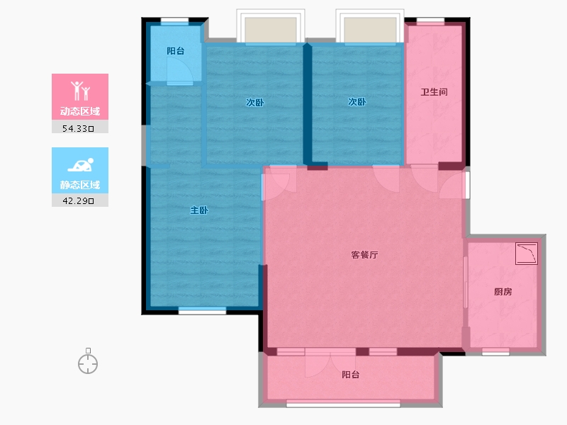 湖北省-咸宁市-兴旺学府-86.76-户型库-动静分区