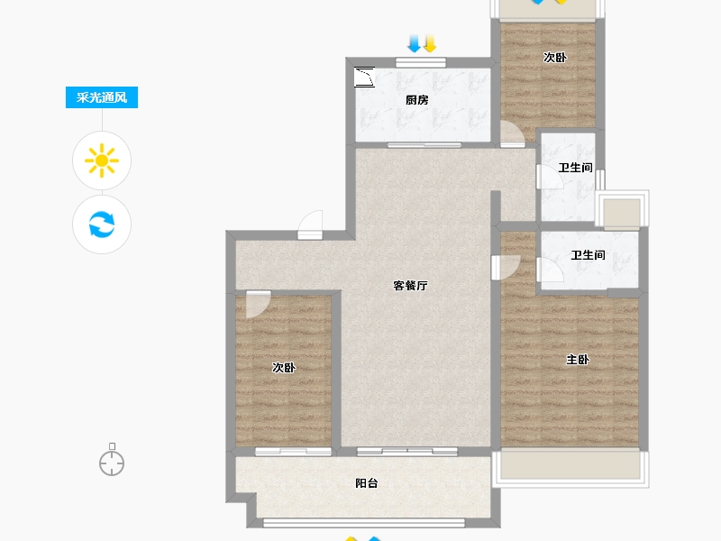 江苏省-徐州市-碧桂园·花溪源著-97.99-户型库-采光通风