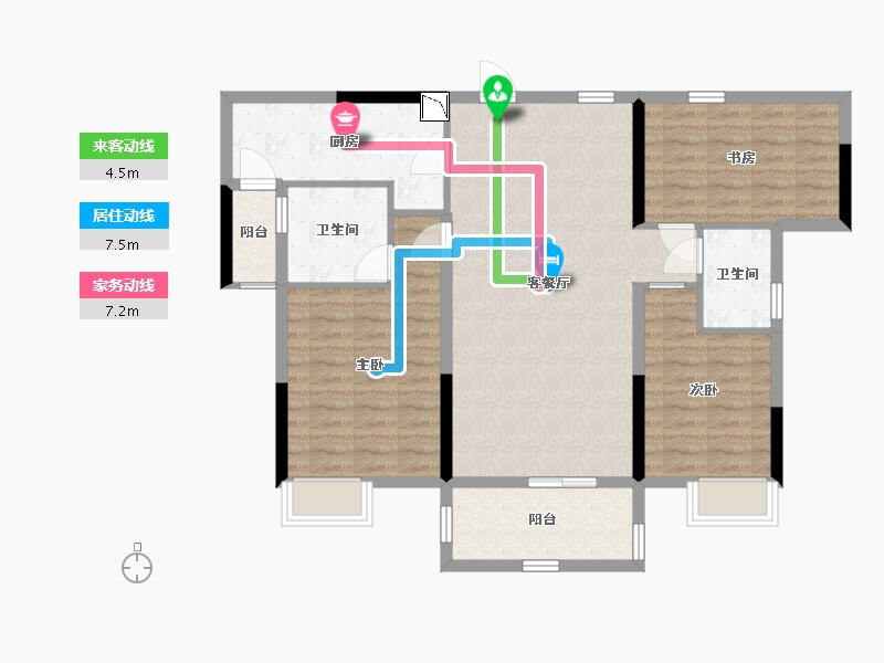 湖北省-咸宁市-雅士林桂府-96.21-户型库-动静线