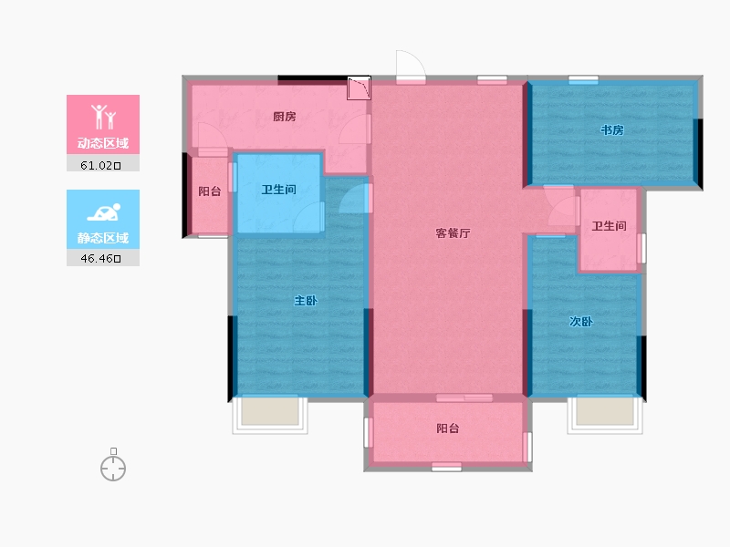 湖北省-咸宁市-雅士林桂府-96.21-户型库-动静分区