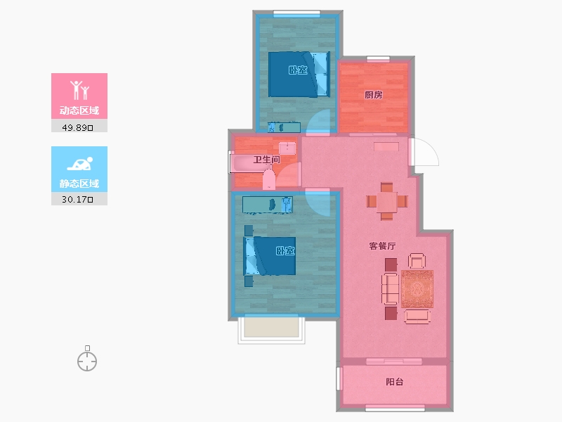 江苏省-扬州市-碧水雅苑-71.99-户型库-动静分区