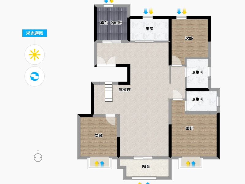 陕西省-西安市-中铁琉森水岸-123.00-户型库-采光通风