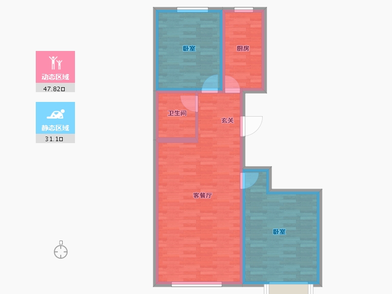 甘肃省-兰州市-璀璨时代-70.66-户型库-动静分区