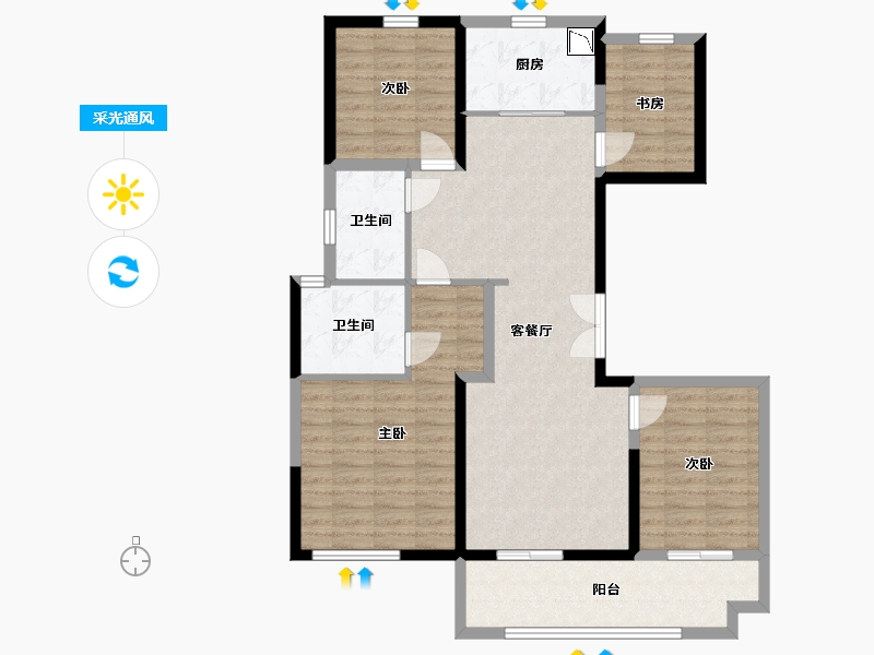 陕西省-西安市-中天诚品-103.46-户型库-采光通风