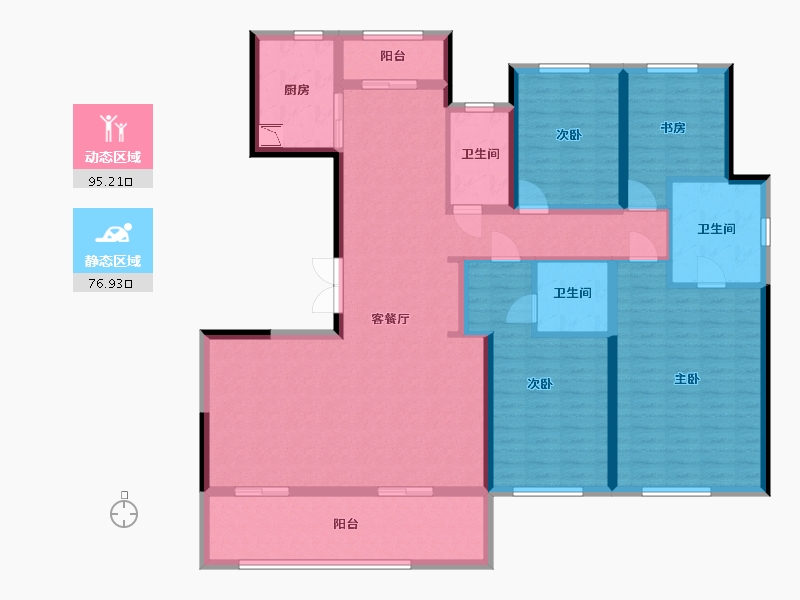 陕西省-西安市-中天诚品-155.09-户型库-动静分区