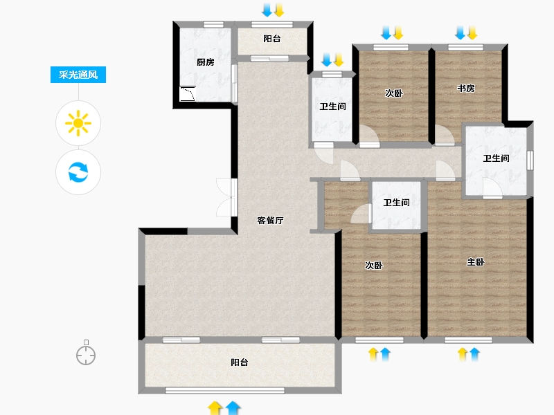 陕西省-西安市-中天诚品-155.09-户型库-采光通风