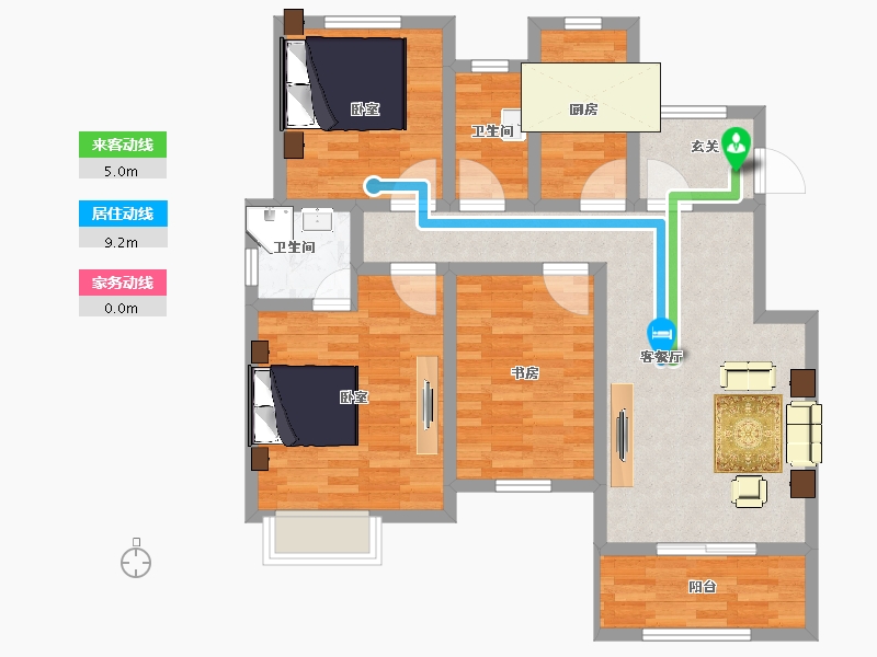 江苏省-扬州市-碧水雅苑-92.00-户型库-动静线