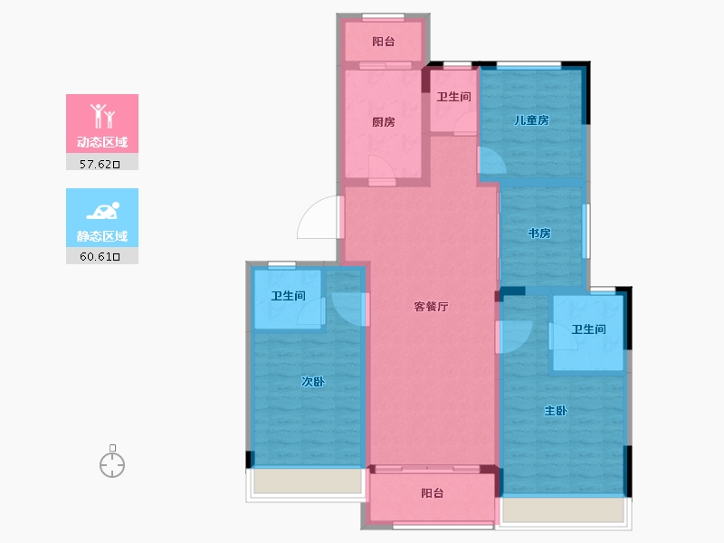 江苏省-苏州市-融创·霅溪桃源-106.00-户型库-动静分区