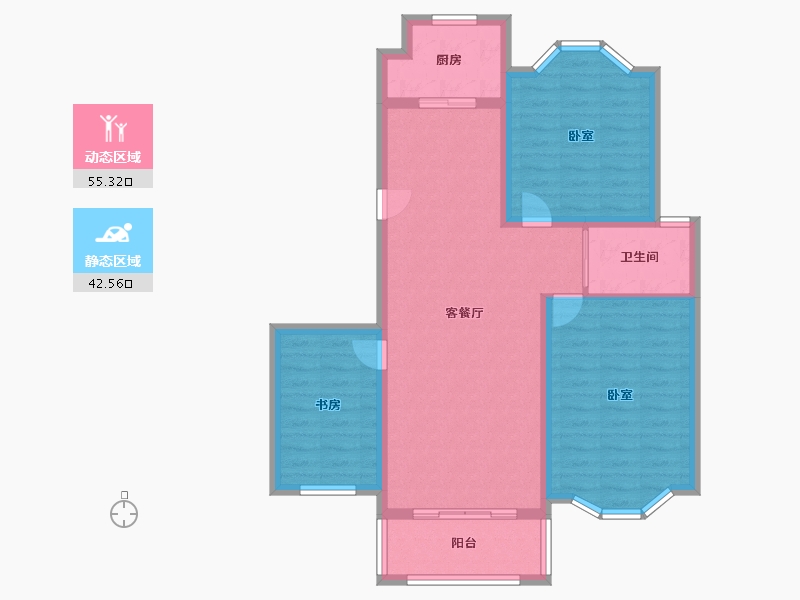 江苏省-盐城市-富方东方绿洲-88.00-户型库-动静分区