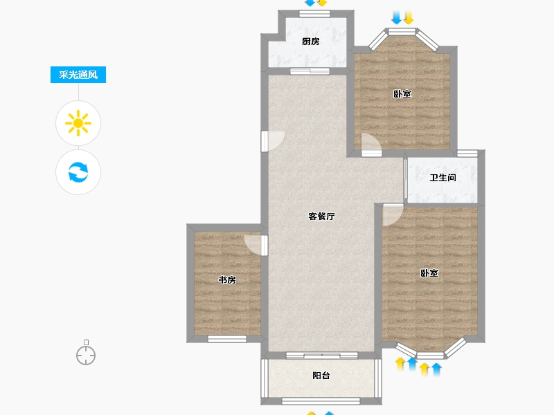 江苏省-盐城市-富方东方绿洲-88.00-户型库-采光通风