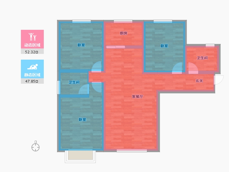 甘肃省-兰州市-璀璨时代-88.81-户型库-动静分区