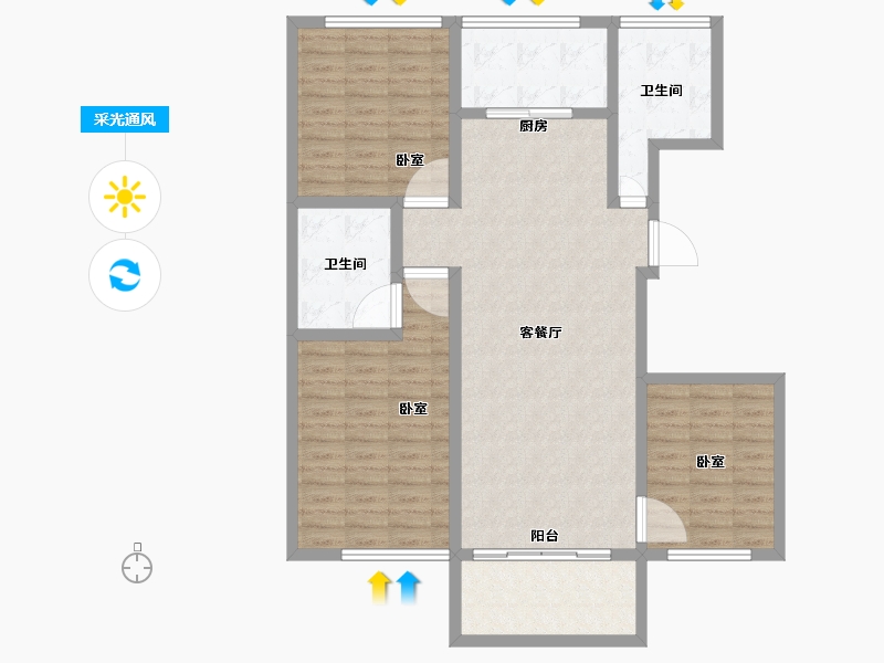 甘肃省-庆阳市-丽景名苑-107.67-户型库-采光通风