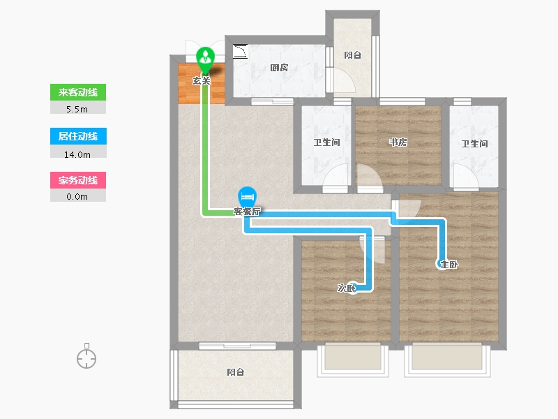 陕西省-宝鸡市-蓝光长岛城-83.54-户型库-动静线