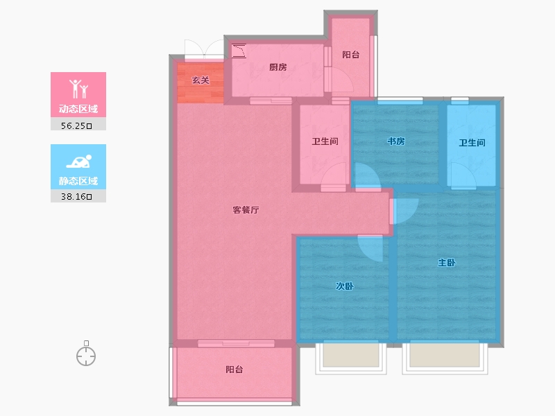 陕西省-宝鸡市-蓝光长岛城-83.54-户型库-动静分区