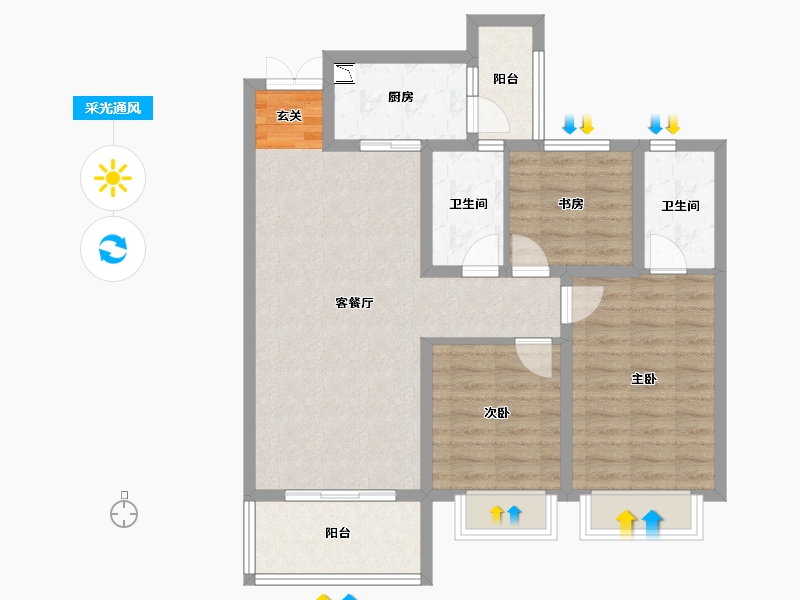 陕西省-宝鸡市-蓝光长岛城-83.54-户型库-采光通风