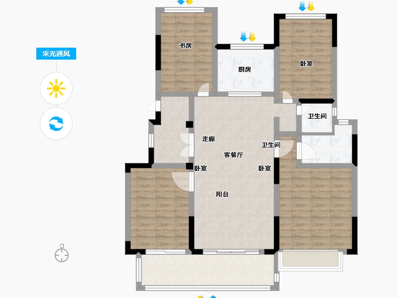 江苏省-无锡市-荣盛华府-112.07-户型库-采光通风