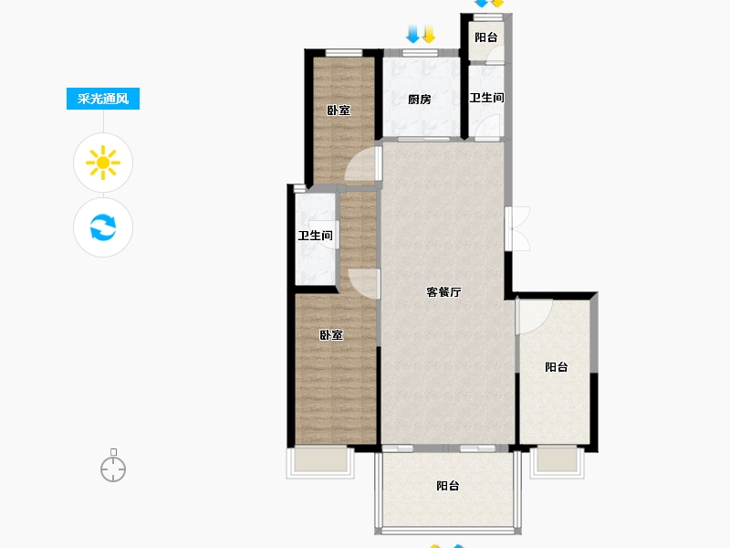 江苏省-苏州市-鑫控锦源-101.37-户型库-采光通风