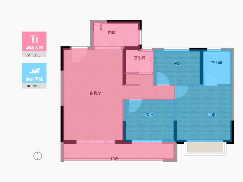 江苏省-南京市-江畔都会上城-86.00-户型库-动静分区