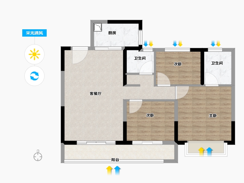 江苏省-南京市-江畔都会上城-86.00-户型库-采光通风