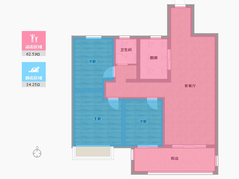 江苏省-盐城市-东台吾悦广场-85.71-户型库-动静分区