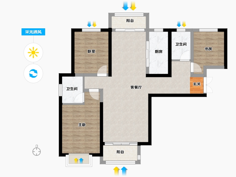 甘肃省-兰州市-润泽佳苑-90.31-户型库-采光通风