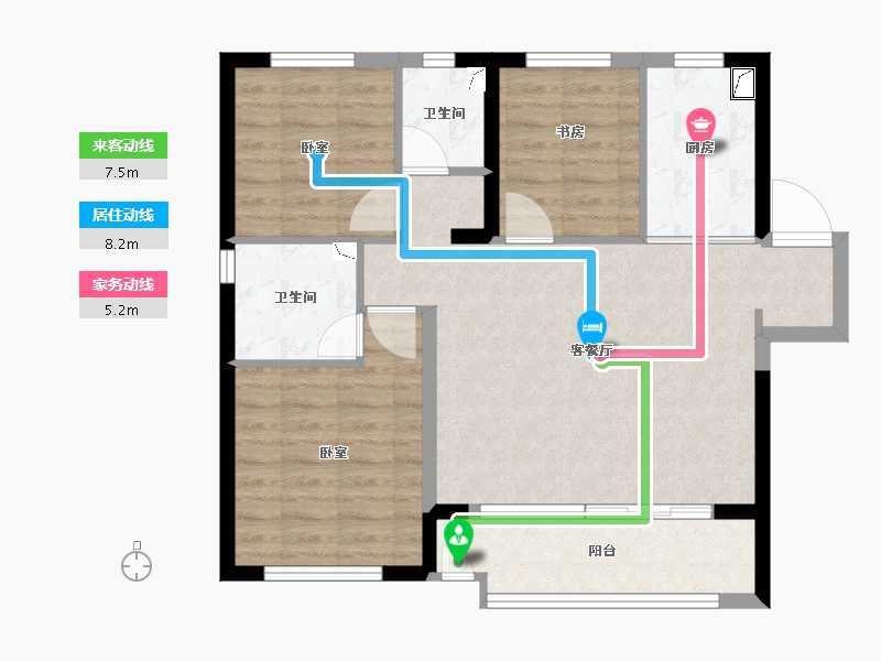 陕西省-咸阳市-绿地新都会-77.78-户型库-动静线