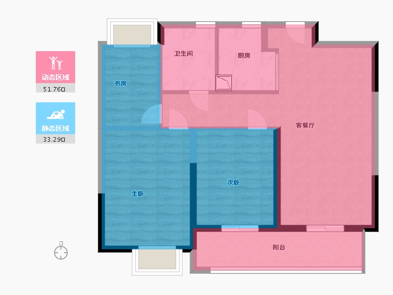 江苏省-南通市-绿城·沁园-76.00-户型库-动静分区