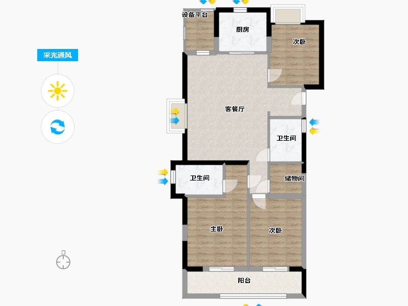 江苏省-南通市-绿城·沁园-92.00-户型库-采光通风