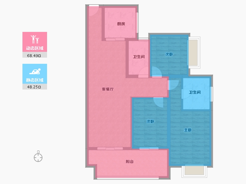 陕西省-安康市-御公馆三期-104.26-户型库-动静分区