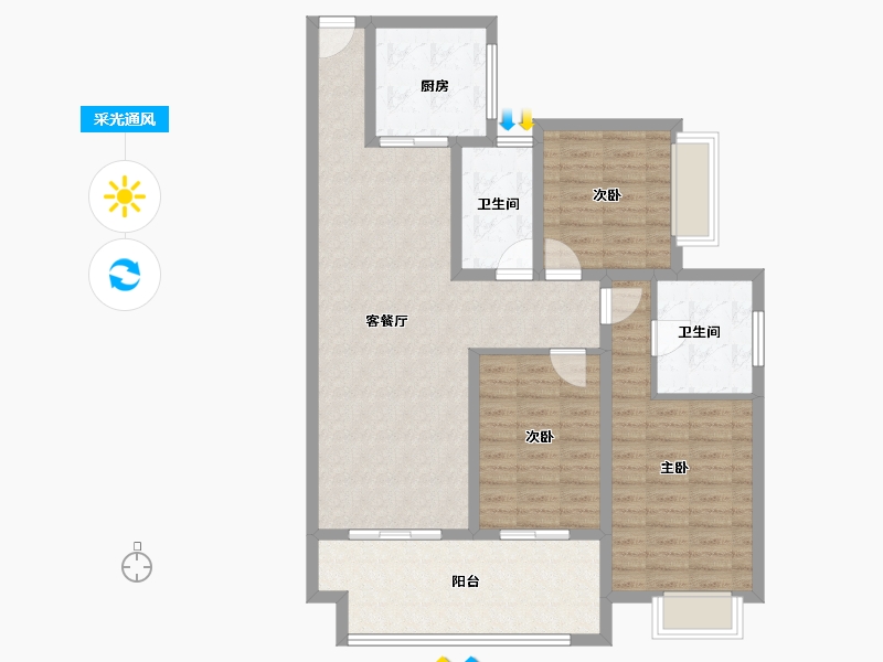 陕西省-安康市-御公馆三期-104.26-户型库-采光通风